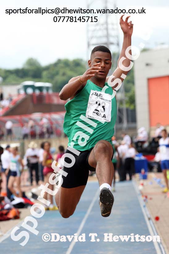 Inter boys long jump, 2015 English Schools Track and Field Champs., Gateshead Stadium. Photo: David T. Hewitson/Sports for All Pics